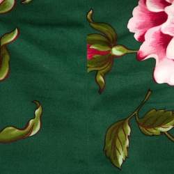 Pre Owned Valentino Green Floral Print Cotton Button Detail Short Dress M