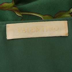 Pre Owned Valentino Green Floral Print Cotton Button Detail Short Dress M