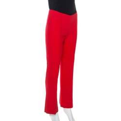 Valentino Red Wool Crepe Tailored Trousers M