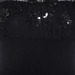 Pre Owned Valentino Black Wool and Silk Embellished Detail Top S
