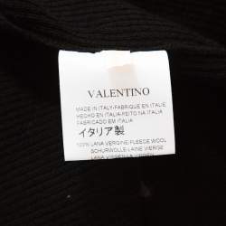 Pre Owned Valentino Black Wool and Silk Embellished Detail Top S