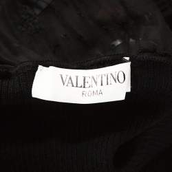 Pre Owned Valentino Black Wool and Silk Embellished Detail Top S