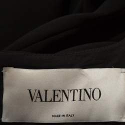Pre Owned Valentino Black Crepe Embroidered Detail Maxi Dress L