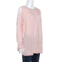 Pre Owned Valentino Pink Lace Trim Detail Knit Jumper M