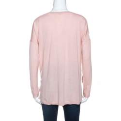 Pre Owned Valentino Pink Lace Trim Detail Knit Jumper M