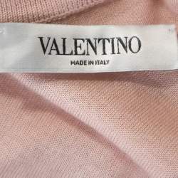 Pre Owned Valentino Pink Lace Trim Detail Knit Jumper M