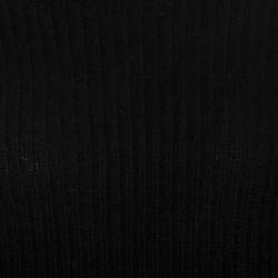 Pre Owned Valentino Black Wool Rib Knit Turtle Neck Cropped Sweater M