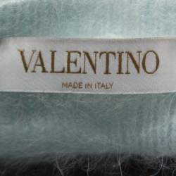 Pre Owned Valentino Light Blue Angora Wool Short Sleeve Star Intarsia Jumper S