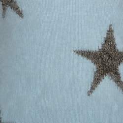 Pre Owned Valentino Light Blue Angora Wool Short Sleeve Star Intarsia Jumper S