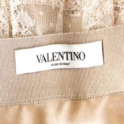 Valentino Beige Floral Tulle Tiered Skirt M