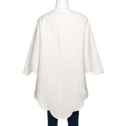 Pre Owned Valentino Cream Crepe Scalloped Cape Top S
