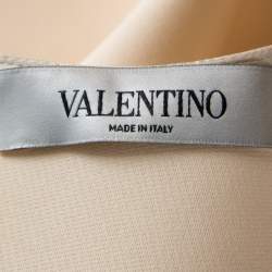 Pre Owned Valentino Cream Crepe Scalloped Cape Top S