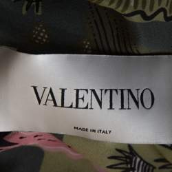 Pre Owned Valentino Olive Green Jungle Of Delight Print Silk Dress S