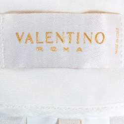 Pre Owned Valentino Off White Crepe Sequined Waist Band Detail Pants M
