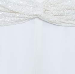 Pre Owned Valentino Off White Crepe Sequined Waist Band Detail Pants M