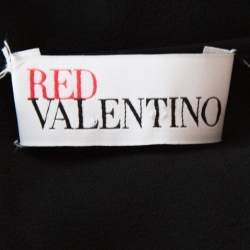 Pre Owned RED Valentino Black Sheer Silk Ruffle Trim Blouse M