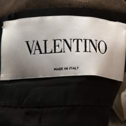 Pre Owned Valentino Black Leather Skirt Embellished Collar Detail Dress S
