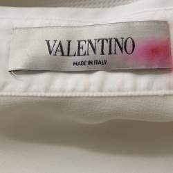 Pre Owned Valentino White Silk Draped Detail Button Front Blouse S