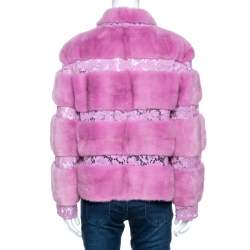 Pre Owned  Valentino Lavender Mink Fur Lace Panelled Jacket S
