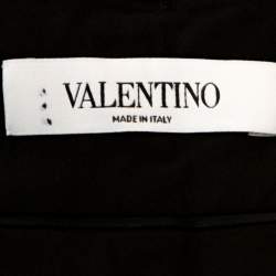 Pre Owned Valentino Black Eyelet Lace Cotton Wide Leg Pants S