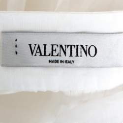 Pre Owned Valentino White Cotton Flared Maxi Skirt S