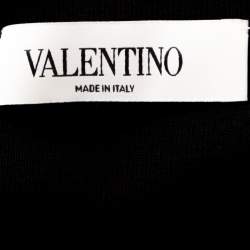 Valentino Black Knit Lace Trim Waterfall Front Cardigan M