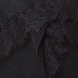 Valentino Black Knit Lace Trim Waterfall Front Cardigan M