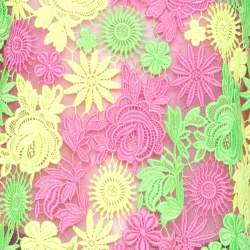Pre Owned Valentino Multicolor Neon Floral Guipure Lace Top S