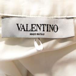 Pre Owned Valentino White Cotton Poplin Floral Embroidered Button Front Shirt M