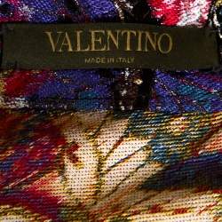Pre Owned Valentino Multicolor Butterfly Silk Brocade Midi Skirt M