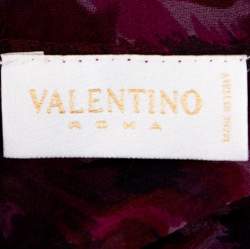 Valentino Purple Printed Silk Ruffle Front Blouse XL