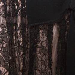 Valentino Black Crepe and Lace Insert Midi Skirt M