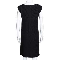 Pre Owned Valentino Black Textured Wool Bejewelled Sheath Dress M