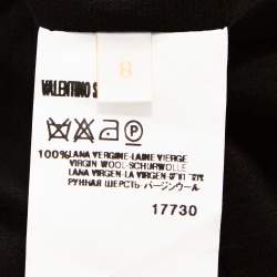Pre Owned Valentino Black Textured Wool Bejewelled Sheath Dress M