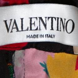 Pre Owned Valentino Multicolor Silk Tropical Print Wide Leg Pants S
