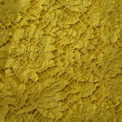 Pre Owned Valentino Yellow Knit & Lace Short Sleeve Top M 