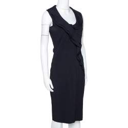مملوكة مسبقًا Valentino Black Knit Ruffled Sleeveless Dress M