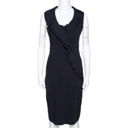 مملوكة مسبقًا Valentino Black Knit Ruffled Sleeveless Dress M