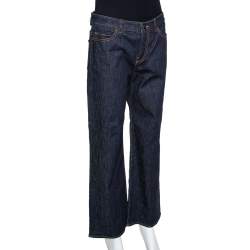 Pre Owned Valentino Dark Blue Denim Wide Leg Jeans M