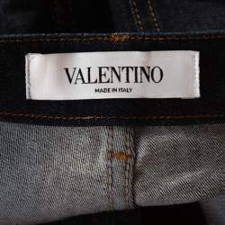 Pre Owned Valentino Dark Blue Denim Wide Leg Jeans M