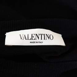 Pre Owned Valentino Black Wool Lace Trim Cape Top M
