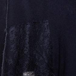 Pre Owned Valentino Black Wool Lace Trim Cape Top M