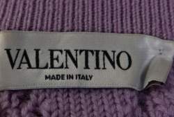 Pre Owned Valentino Lilac Wool Aran Knit Off Shoulder Sweater L