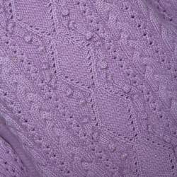Pre Owned Valentino Lilac Wool Aran Knit Off Shoulder Sweater L