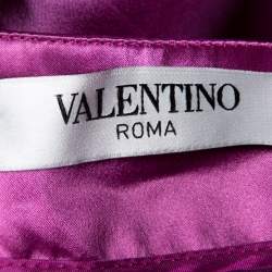 Pre Owned Valentino Fuchsia Silk Draped Maxi Skirt L