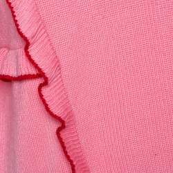 Pre Owned Valentino Pink Cotton Knit Ruffle Trim Sweater M 