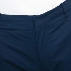Pre Owned Valentino Navy Blue Cotton Crystal Detail Straight Leg Pants M
