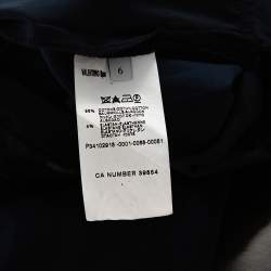 Pre Owned Valentino Navy Blue Cotton Crystal Detail Straight Leg Pants M