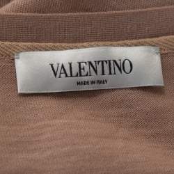 Pre Owned Valentino Blush Pink Wool & Lace Belted Cardigan XS
