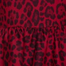 Pre Owned Valentino Red Wool & Silk Blend Leopard Print Short Dress S